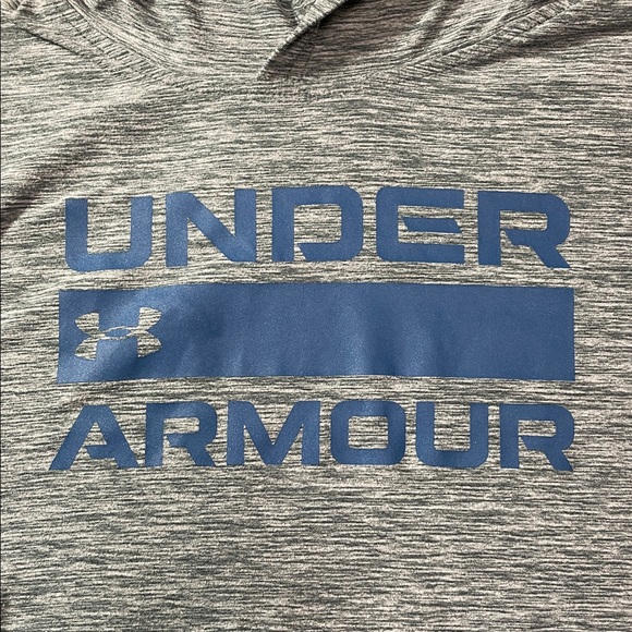 Under Armour Kids Blue/Gray Long Sleeve Dri Fit Hooded Tee Size YM (10/12) EUC - Picture 2 of 4
